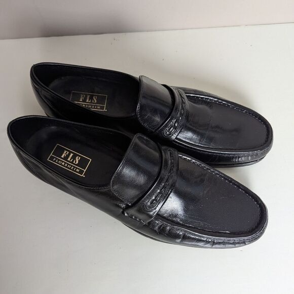 Men's Florsheim Como Flat Strap Loafers, Black Leather, Size 11 - Picture 9 of 9